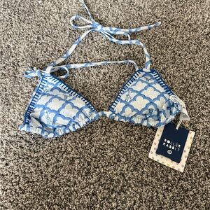 Roller Rabbit Blue & White Triangle Bikini Top NWT